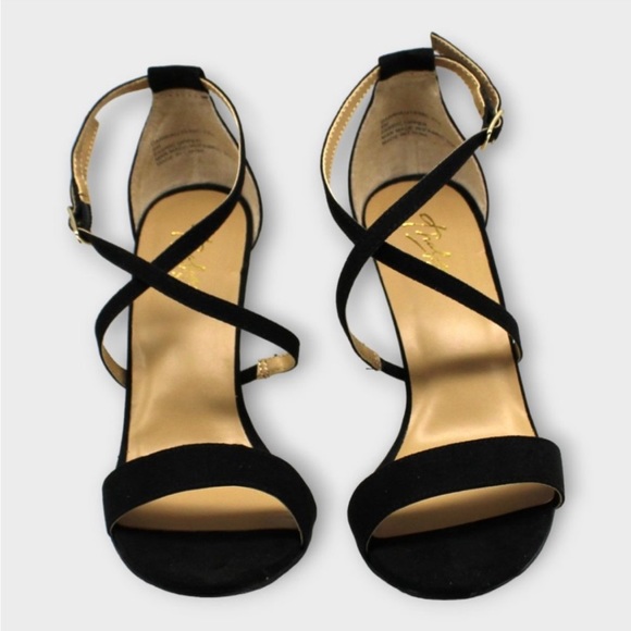 Thalia Sodi Womens Black Strappy Round Toe Stiletto Buckle Dress Heeled Sandals - Picture 3 of 6